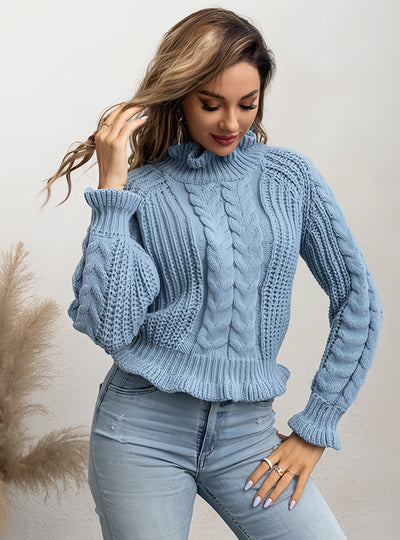 Twisted Turtleneck Loose Thick Sweater