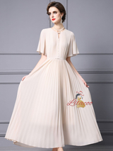 Apricot Chiffon Pleats Beading Mother Of The Bride Dress
