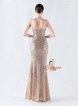Mermaid Sequins Spaghetti Straps Prom Dress