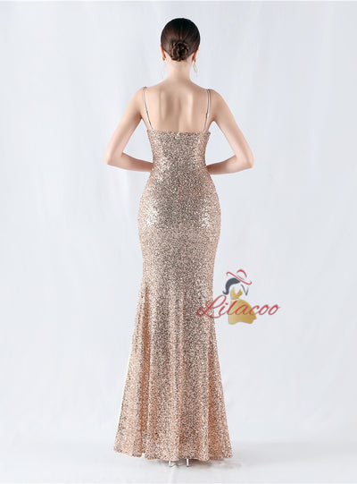 Mermaid Sequins Spaghetti Straps Prom Dress