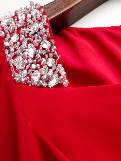 Red Short Sleeve Mother Of The Bride Dress