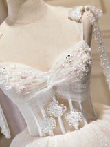 Ivory Tulle Beading Lace Homecoming Dress