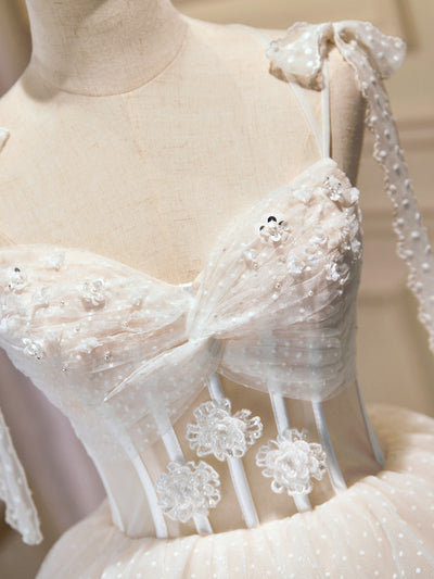 Ivory Tulle Beading Lace Homecoming Dress
