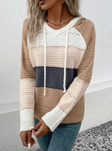 Hooded Color Matching Pullover Sweater