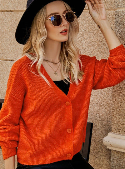 Long Sleeve V-neck Loose Sweater Coat