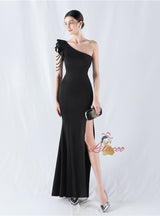 Mermaid One Shoulder Split Beading Prom Dress