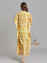 Yellow Print Plus Size Loose Dress