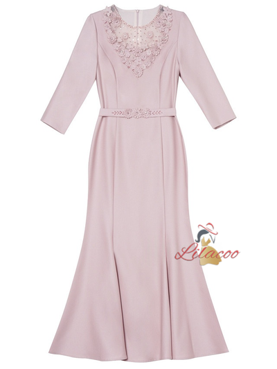 Pink 3D Flower Mother of the Bride Dress