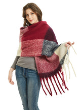Coarse Fringed Plaid Stripes Scarf