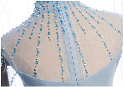 Sexy Light Blue High Neck Beading Prom Dress