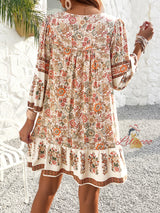 Casual Bohemian Printed V-neck Dress