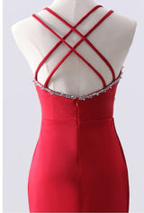 Burgundy Mermaid V-neck Beading Prom Dress