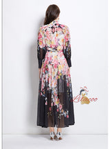 Lantern Sleeve Printed Big Swing Dress