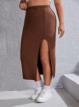 Sexy Split Elastic Waist Elastic Skirt