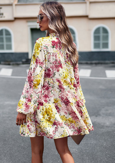 Women Printed Long-sleeved Dress