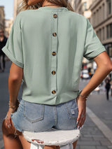 Solid Color Stand-up Collar V-neck Shirt