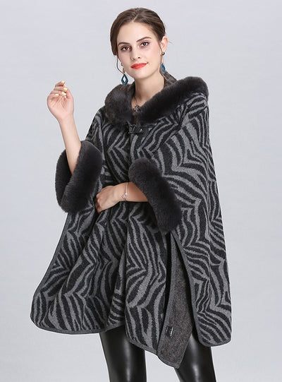 Loose Knit Cardigan Women's Cloak Shawl