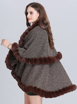 Wool Double Cardigan Knitted Shawl Cloak