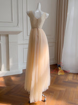 Champagne Suquins Tulle Prom Dress