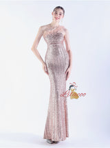 Mermaid Sequins One Shoulder Beading prom Dress