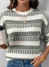 Striped Round Neck Pullover Sweater