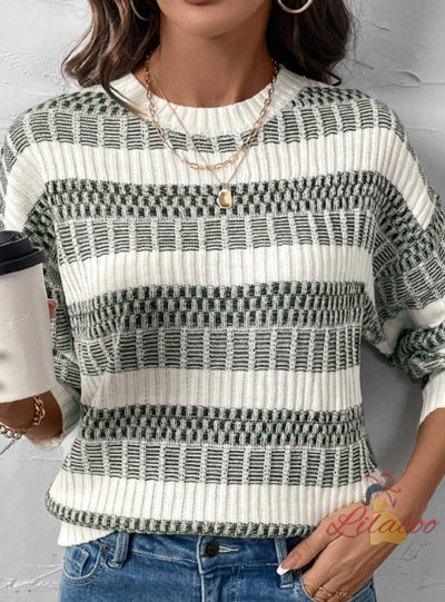 Striped Round Neck Pullover Sweater