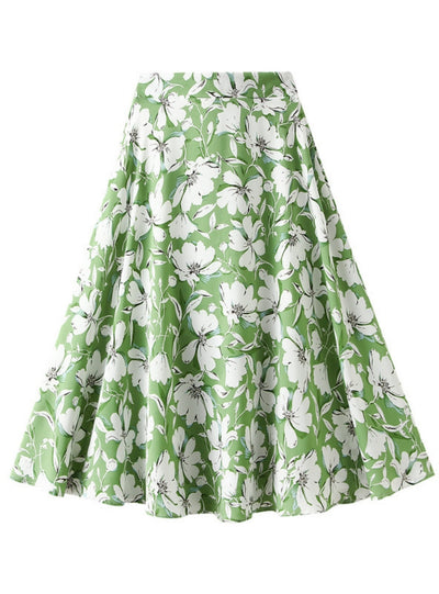 Large White Flower Printed Skirt