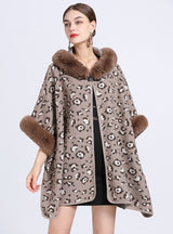 Jacquard Large Size Knit Cardigan Shawl Cloak
