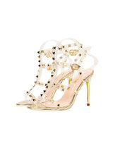 Patent Leather Metal Rivet Transparent Sandals