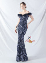 Mermaid Sequins Off the Shoulder Split Prom Dress