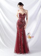 Mermaid Strapless Sequins Prom Dress