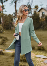 Solid Color Loose Long Sleeve Pocket Top