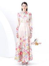 Retro Long Print Dress Two-piece Suit