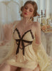 V-neck Gauze Stitching Lace Perspective Nightgown