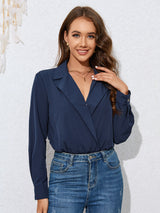 Lapel Shirt Long Sleeve Jumpsuit