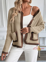 Retro Contrast Knitted Cardigan Sweater Coat