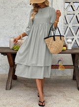 Casual Round Neck Loose Solid Color Dress