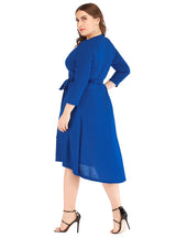 V-neck Solid Color Long Sleeve Dress