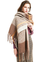 Thick Tassel Plaid Thickened Stitching Scarf