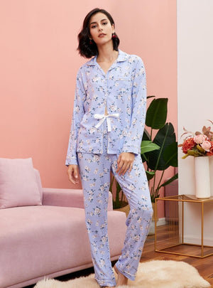 Long-sleeved Trousers Print Suit