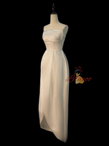 White Satin Strapless Wedding Dress