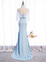 Light Blue Mermaid Prom Dress With Shawl