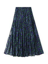 Pleated Floral Elastic Waist Skirt