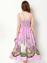 Printed Sleeveless Violet Dress