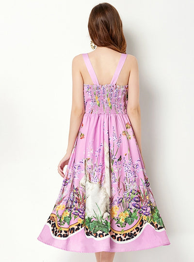 Printed Sleeveless Violet Dress