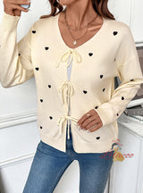 Love Pattern V-neck Cardigan Sweater Coat