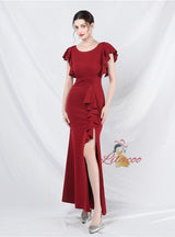 Mermaid Scoop Neck Split Prom Dress