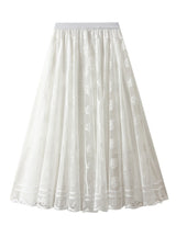 Women Pleated Mesh Lace Skirt