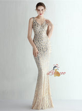 Mermaid V-neck Sequins Prom Dress