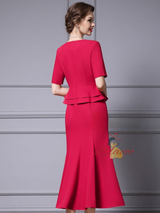 Short Sleeve Beading Pearls Mother Of The Bride Dress